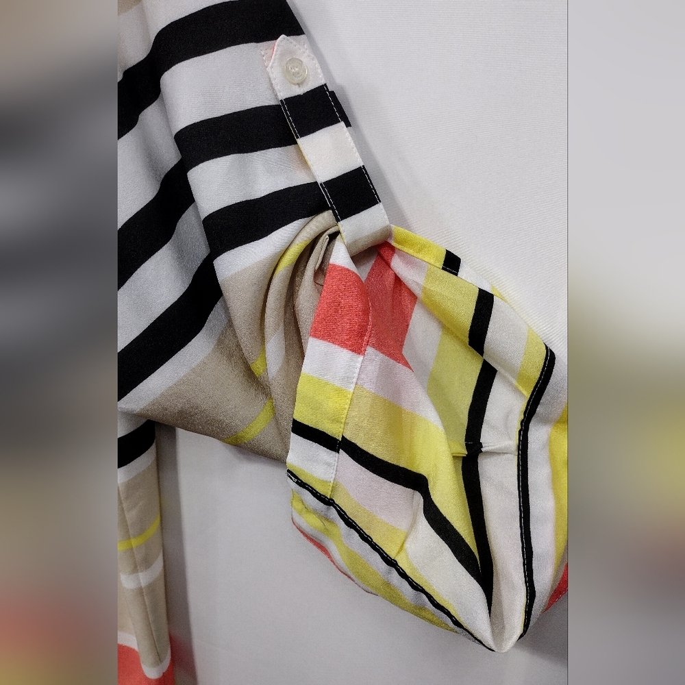 Calvin Klein Striped Multicolor Button Shirt Womens 2X Multicolor Boho Retro Y2K - Picture 3 of 8